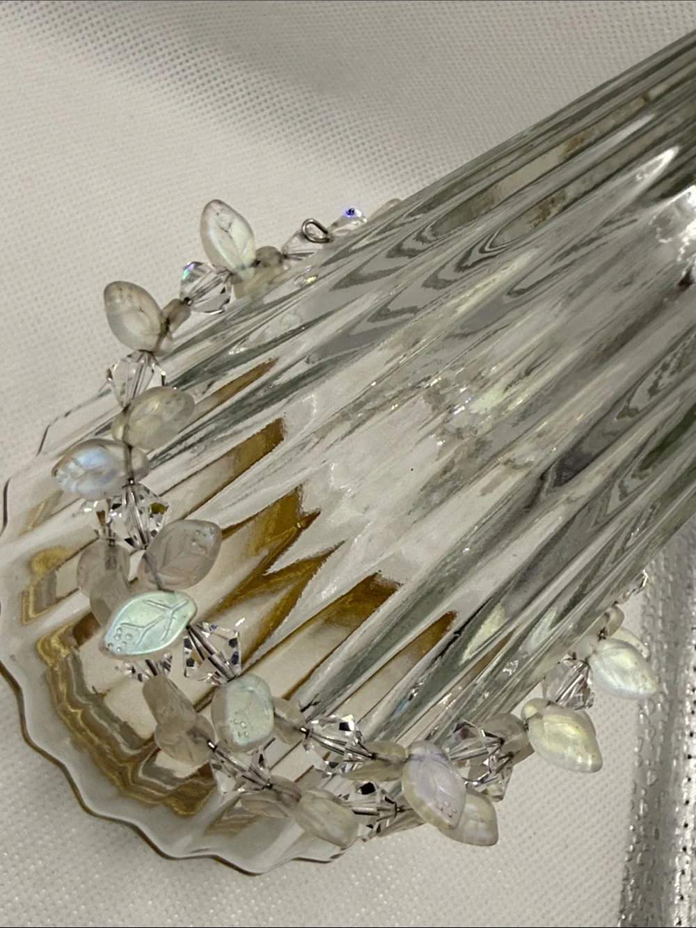 Ultimate Iridescent Leaf Crystal Wire-Wrap Bracelet fairy core beaded bracelet